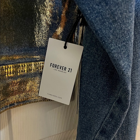 Forever 21 Blue Denim Jacket with Gold Detail Large - Picture 5 of 5